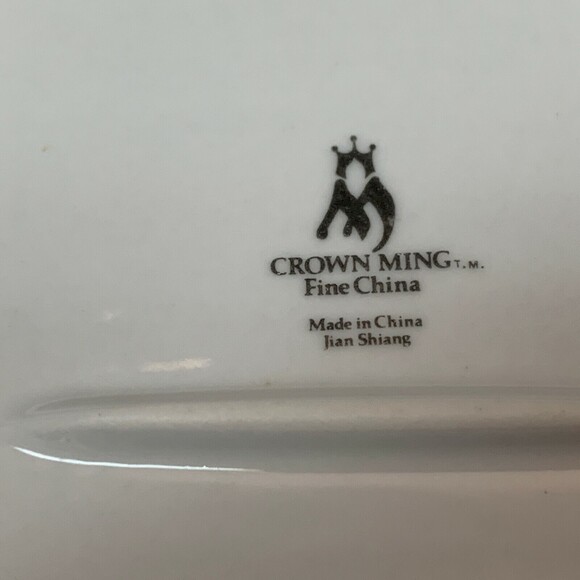 Crown Ming Michelle Oval Platter Plate Gold Trim Multicolor Floral Black Band - Picture 4 of 5